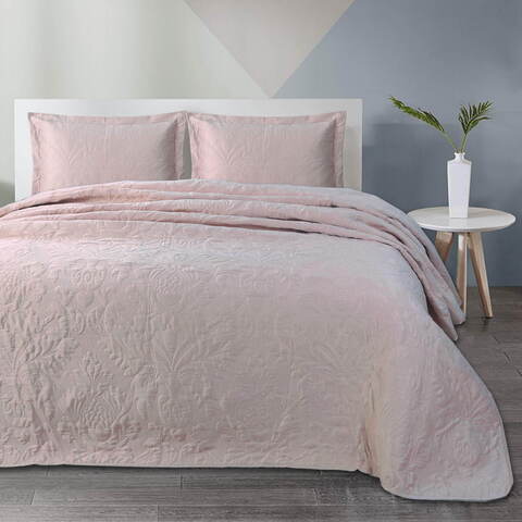 Покрывало 240x260 и 2 наволочки 50х70 Sofi De MarkO Мистерио светло-розовое