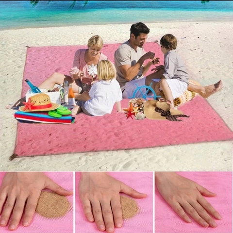 Пляжный коврик подстилка антипесок 200x150 см Sand Free Mat (розовая)