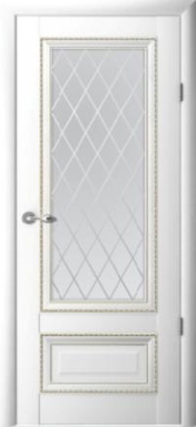 Дверь межкомнатная Альберо (Фрегат) Галерея Версаль-1, цвет белый, винил, стекло мателюкс Ромб
