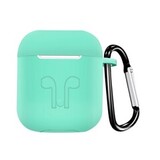 Силиконовый чехол с карабином для AirPods 1, 2 Gurdini Soft Touch Silicone (Мятный)