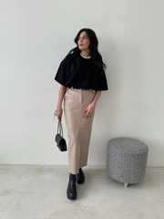 Юбка эко-кожа бежевая