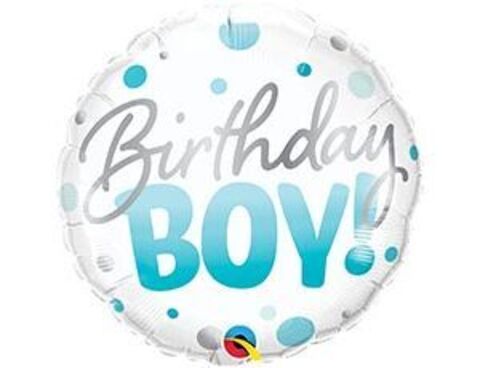 Q 18''/46 см, Круг, Birthday Boy, круги голубые, 1шт. ( В упаковке)