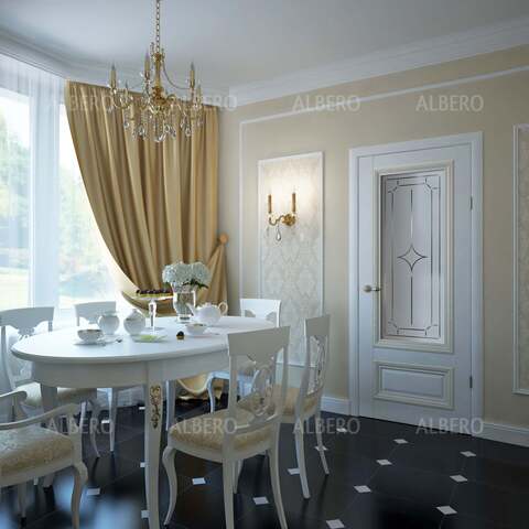 Дверь межкомнатная Альберо (Фрегат) Галерея Версаль-1, цвет белый, винил, стекло мателюкс Ромб #2