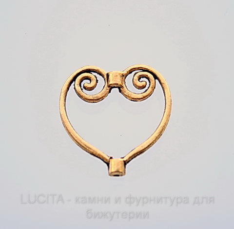Рамка для бусины "Сердце" (цвет-  античное золото)  20х20 мм ()