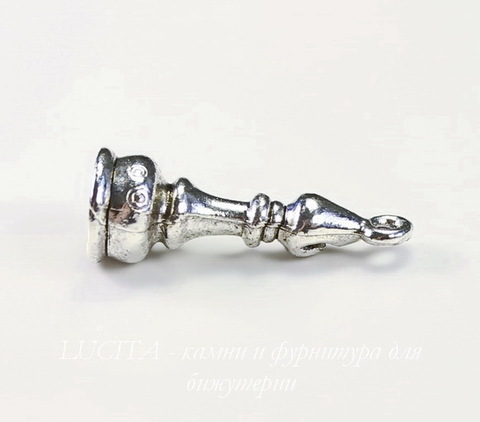 Подвеска Quest Beads в виде шахматной фигуры "Слон" 3D (цвет-античное серебро) 20х8 мм