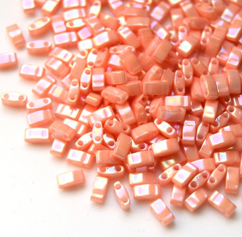HTL-0596 Бисер Миюки халф тила/Miyuki Half Tila Opaque salmon luster