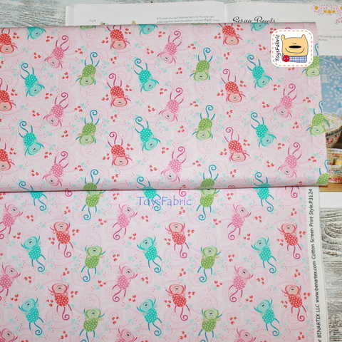 Ткань для пэчворка 20907 (обезьяны на розовом) 45х55см
