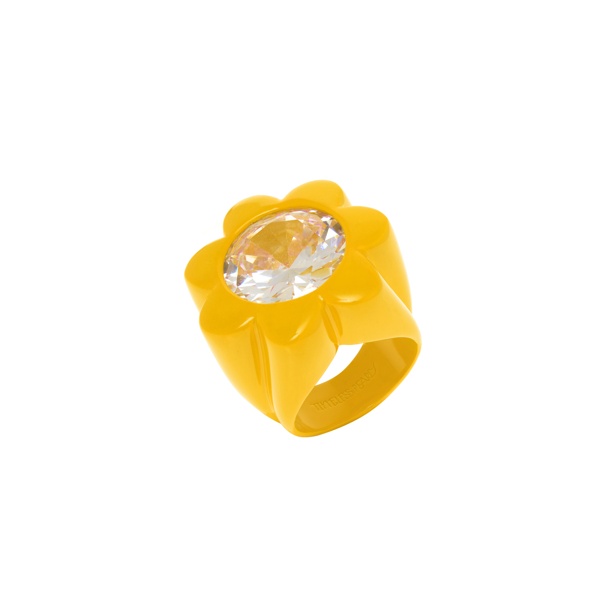 TIMELESS PEARLY Кольцо Flower Shape Pvc Ring - Yellow