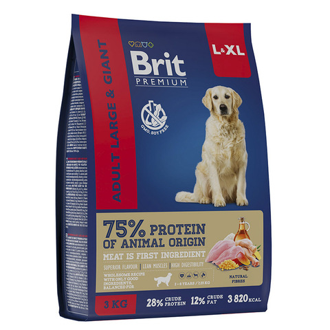 Сухой корм Premium Dog Adult Large and Giant с курицей 3кг,для собак крупных пород 03.25