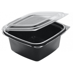 Контейнер + крыш 750мл 75шт 160х160х62мм Кубик Черный (А)