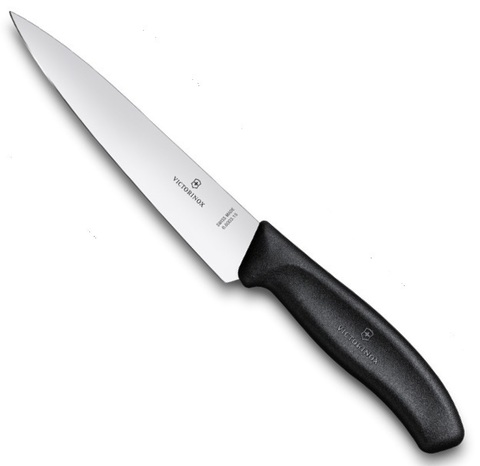 Нож Victorinox разделочный, лезвие 19 см, черный