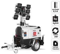 Осветительная мачта TRIME X-ECO 6X160W 48V LED дизельная - [8.5 м / Kubota]