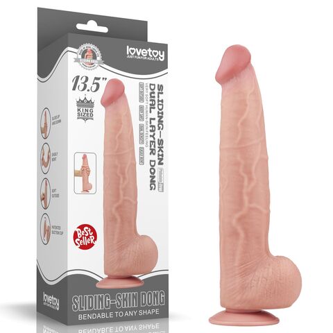 Телесный фаллоимитатор 13.5 King Sized Sliding Skin Dual Layer Dong - 34 см. - Lovetoy LV317053