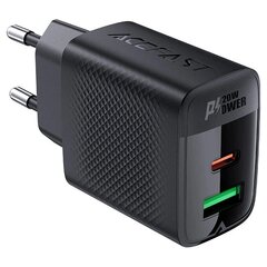 Сетевая зарядка ACEFAST A78 PD20W GaN USB-A+USB-C charger (EU), черный