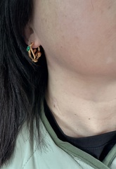 Серьги круглые (конго) FENDI из латуни с позолотой с цветными вставками