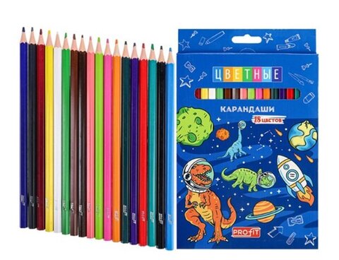 Карандаши цветные 18 цв 2М DINOSPACE