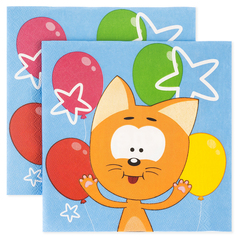 Салфетки, Котенок Котэ, С Днем Рождения!, 33*33 см, 20 шт.