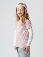 фуфайка  для девочки  КР 302326/розовый лед,сердечки к599