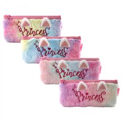Пенал - косметичка Alingar, искуственный мех, молния, 90 х 217 мм, "Princess", радужный (кошачьи ушки)