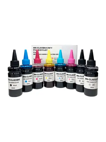 Чернила MyInk для CANON PIXMA PRO-200 (CLI-65BK, C, M, Y, PC, PM, GY, LGY, Dye) комплект 8 цветов по100мл