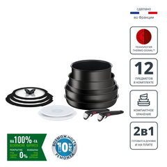 Набор посуды со съемной ручкой Tefal Ingenio Exception Noir, L7639453, 12 предметов