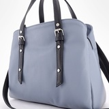 Сумка Саломея 166 гладкий серо-голубой + черный