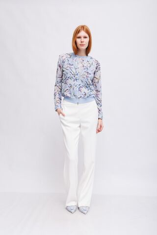 Marc Cain Твинсет из трикотажной хлопковой сетки в цветочный узор