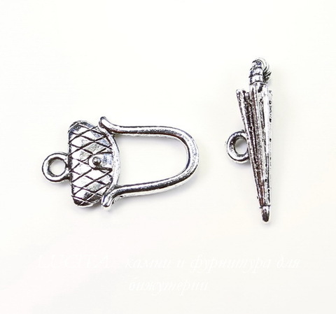 Замок - тоггл из 2х частей Quest Beads "Дамский" (цвет-античное серебро) 22х13 мм, 23х7 мм