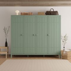 Dipriz Шкаф для одежды Карлос из сосны, 4 двери, 202х50х173, со штангами и полками, эвкалипт