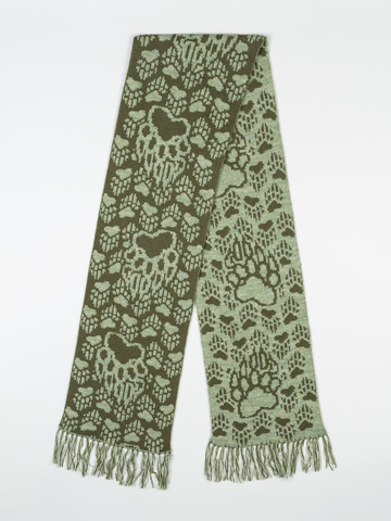 Шарф «Медвежий След» цвета хаки (С бахромой)