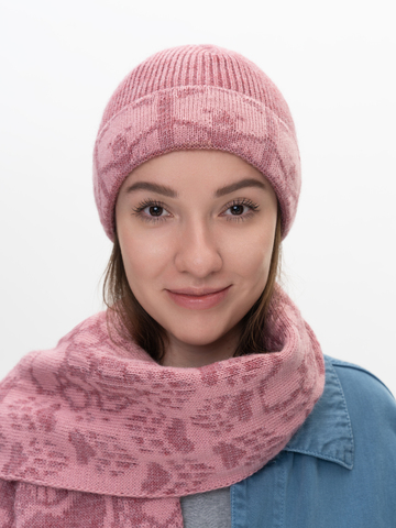 Утеплённая шапка «7 Русских Медведей» с флисовой подкладкой, розового цвета
