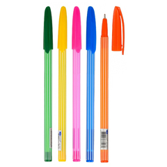 
          Ручка шариковая, Basir, синие чернила, цветной корпус с белыми полосками, 50 шт