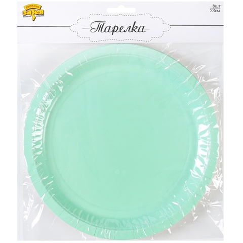 Тарелки однотонные, Пастель, Мятный, 23 см, 6 шт.