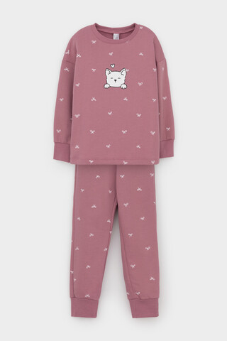 пижама  для девочки  К 1581/темная пудра,бантики