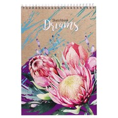 
          Скетчбук А4 50л., "Три цветка", 100 г/м2, Проф-Пресс, спираль, ламинация, жёсткая подложка, блок крафт