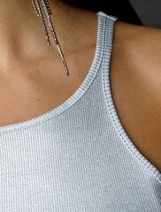 Топ с закрытым декольте из хлопка с эластаном в рубчик с матовым покрытием металлик  D43.228 (129282)