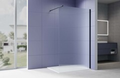 Aquatek AQ.WI.120.2BL AQ.WI.120.2BL Душевая перегородка Walk in с держателем 1200x2000 профиль черный, стекло прозрачное рифленое 8мм фото