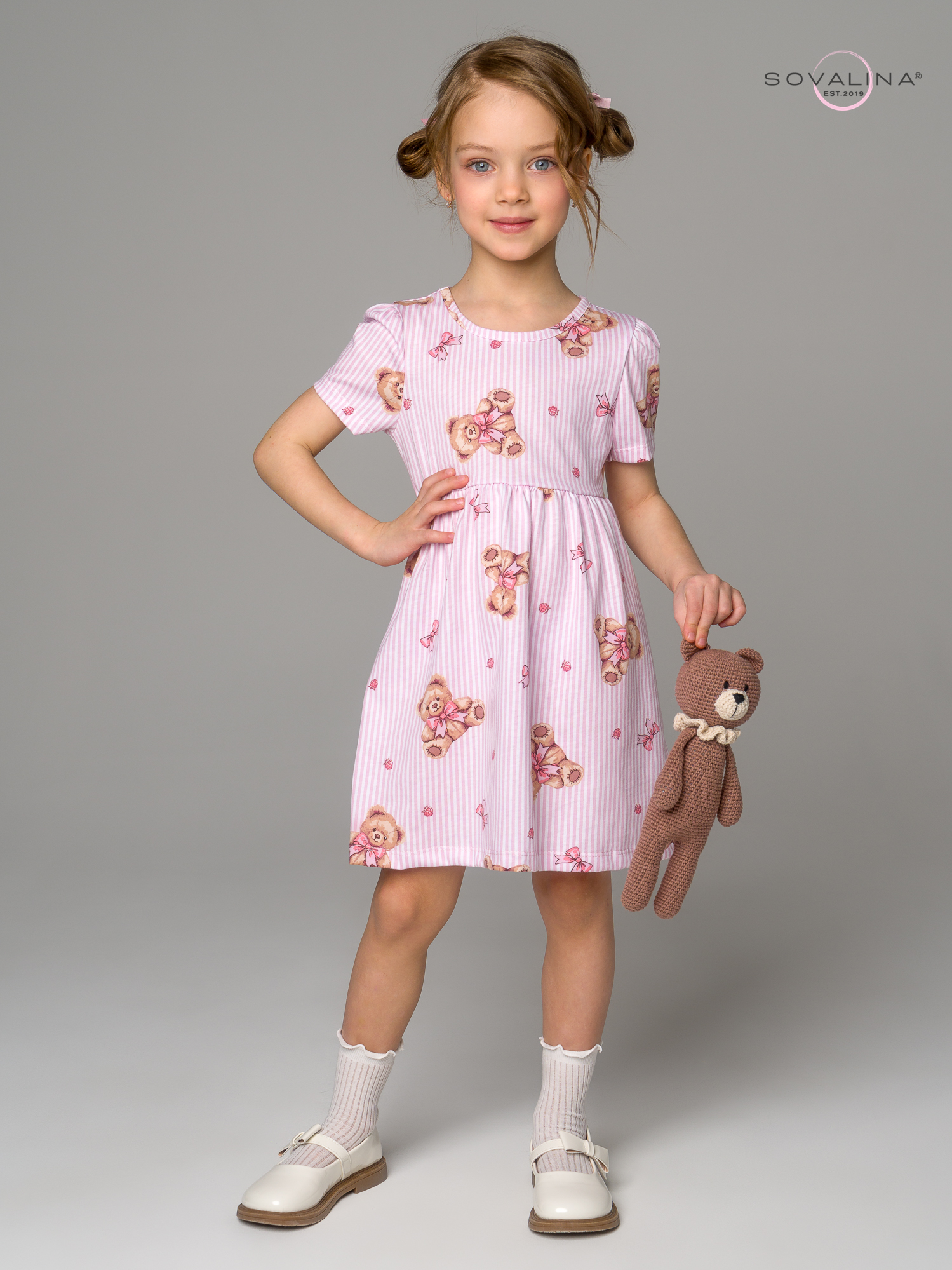 Платье Аленка к/р SG мишки с бантиком