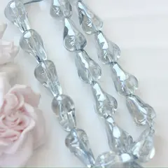 Бусины стеклянные, дымчато-серый с покрытием, фриформ 22*13 мм, 1 бусина, МК042