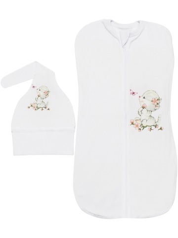 Белый кокон на молнии "Киска с бабочкой"