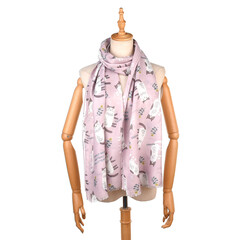 Японский женский палантин с кошачьим принтом ''NAGONAGO'', розовый, 24-7147-1, KUSUGURU