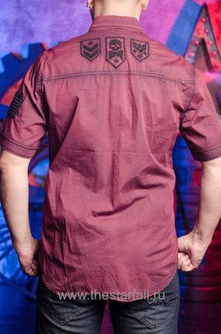 Affliction | Рубашка мужская RUSK 110WV668 бордовая спина на модели