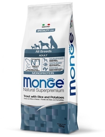 Monge Dog Monoprotein корм для собак всех пород форель с рисом и картофелем 12 кг