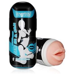 Мастурбатор-ротик с вибрацией Sex In A Can Mouth Stamina Tunnel Vibrating - 