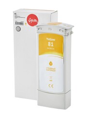 Струйный картридж Sakura C4933A (№81 Yellow) для HP Designjet 5000/5000PS/5500/5500PS, водорастворимый тип чернил, желтый, 750 мл.