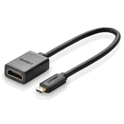 Кабель UGREEN Micro HDMI male to HDMI Female Adapter Cable, 22 см, черный