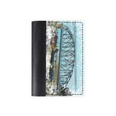 Обложка на паспорт комбинированная "Амурский мост", черная