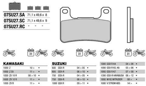07SU27SA колодки тормозные МОТО(FDB2178)
