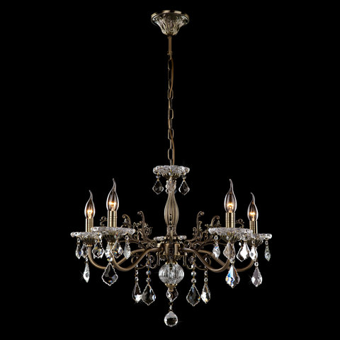 Подвесная люстра 3281/5 античная бронза / прозрачный хрусталь