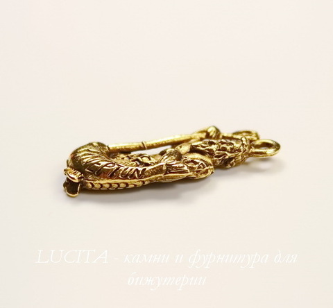 Подвеска Quest Beads "Нептун" (цвет-античное золото) 24х11 мм